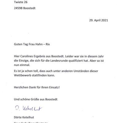 Begleitschreiben - Vielen Dank!