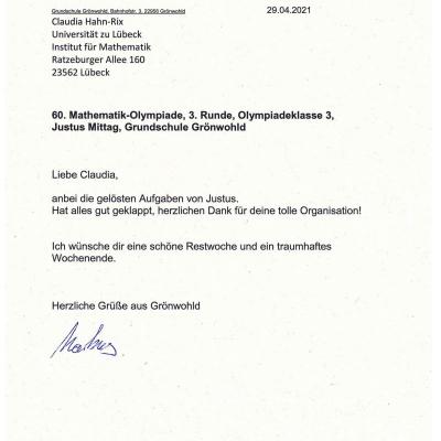 Begleitschreiben - Vielen Dank!