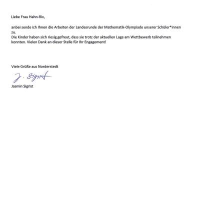 Begleitschreiben - Vielen Dank!